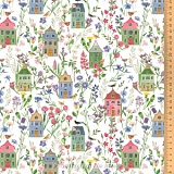 Ткань "Домики и цветы", ширина 145см, 100% хлопок, Acufactum, 3523-933